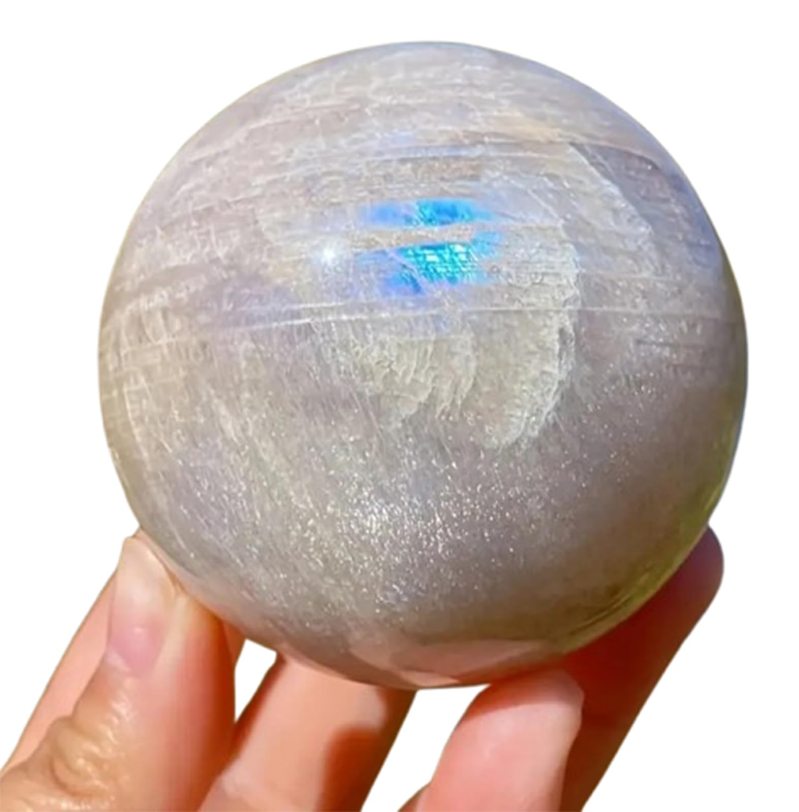 RVBLRDSE Moonstone Crystal Sphere for Home Decor, Blue Ball, Hand-Polished Gemstone for Fengshui, Divination,55~60mm Gemstone Stone