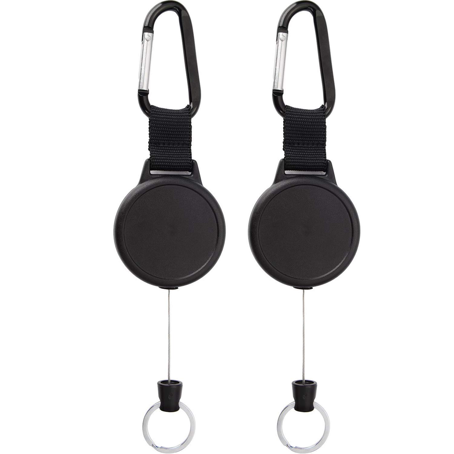 Porte-clés rétractable robuste enrouleur noir câble acier 99,1 cm pour clé de sécurité - 8