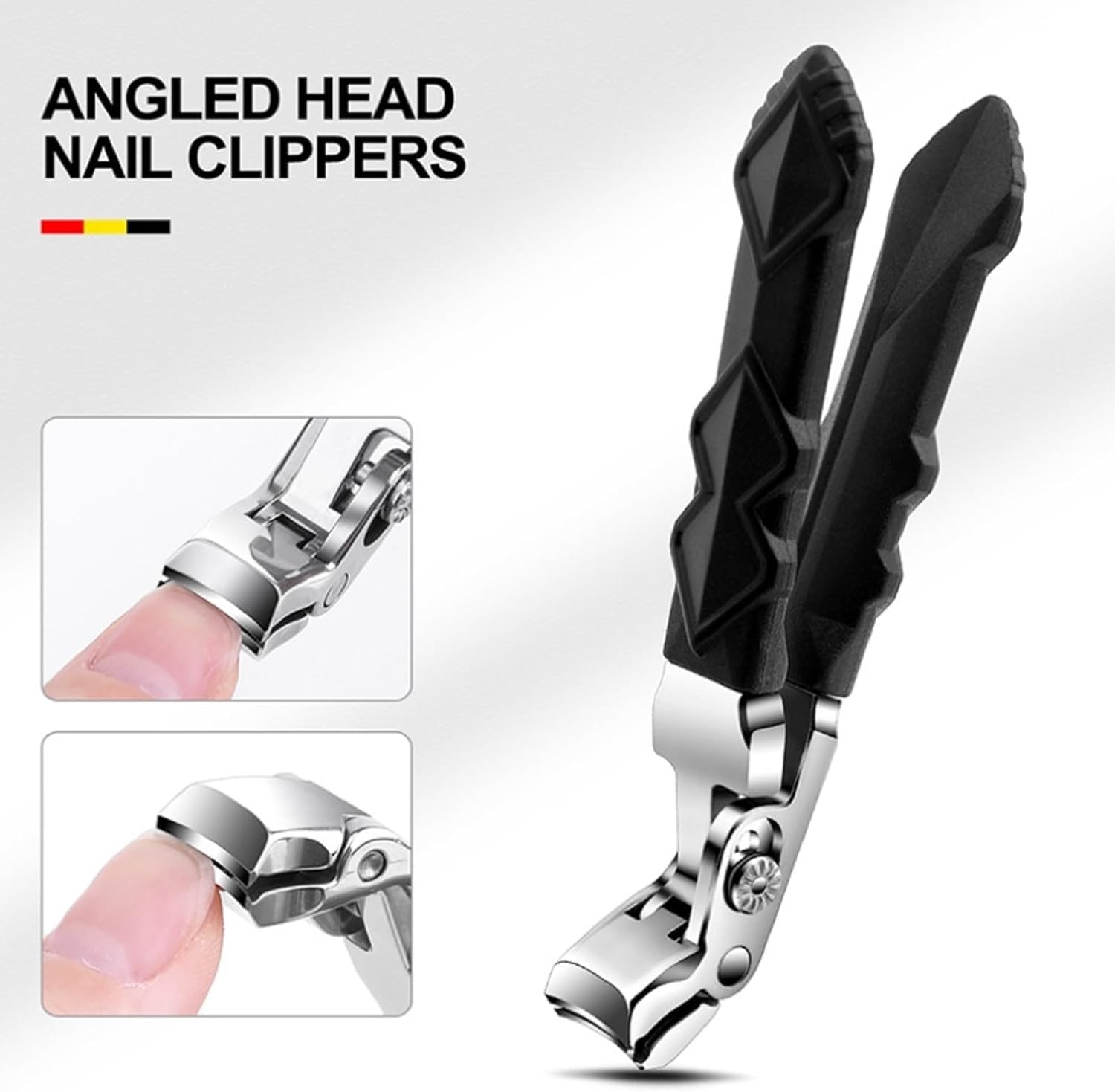 New Elbow Nail Clipper, Stainless Steel Long Handle Nail Clipper, Large Opening Grip Manicure Clipper Manicure Clipper Set, Ergonomic Angled Head Toenail Clipper for Seniors Thick Toenails
