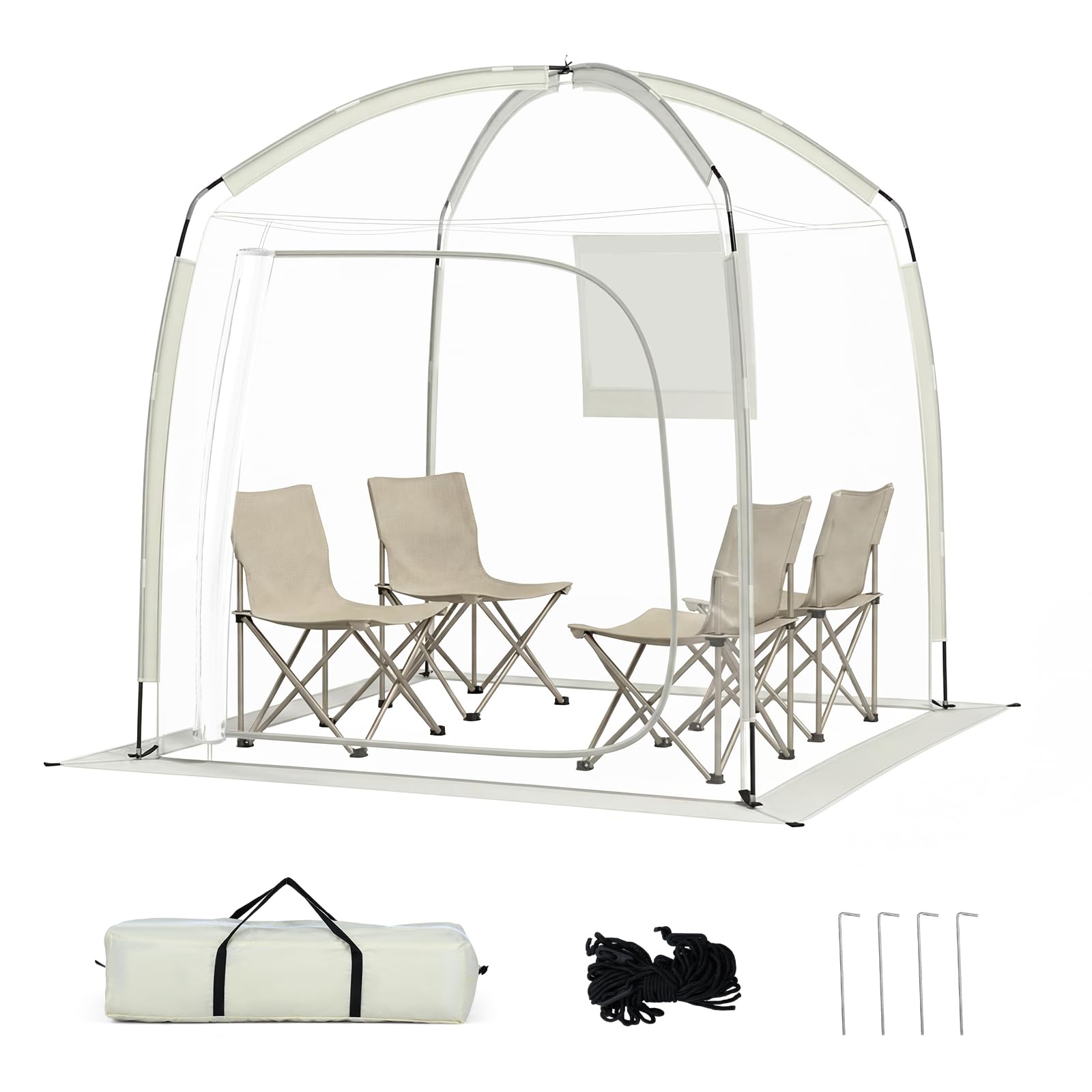 COSTWAY Tienda de Campaña Deportiva 2-4 Personas 215x215 CM Carpa Burbujas Transparente