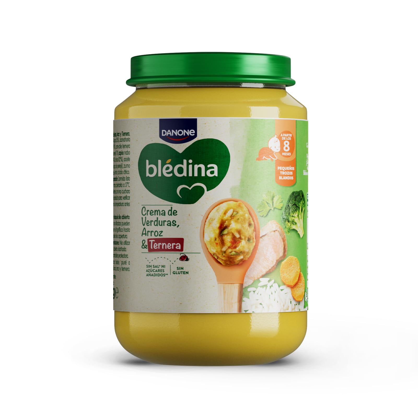 Blédina Tarritos de Crema de Verduras, Arroz y Ternera para Bebé. Tarritos Blédina Sin Sal Ni Azúcares Añadidos y Sin Gluten. Desde los 8 Meses, Pack 6x200g