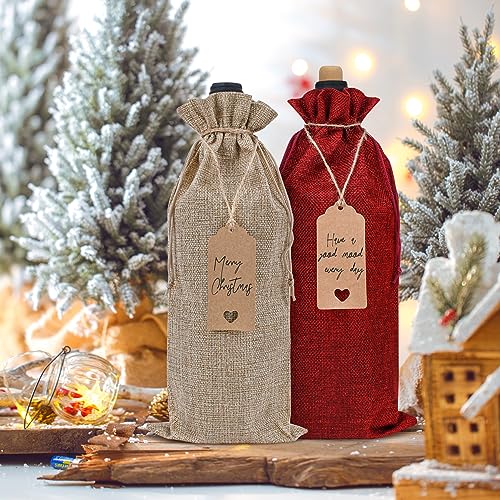 Image of Sailup Burlap Wine Bags 12 Pcs Wine Bottle Gift Bags with Drawstrings Tags & Ropes for Christmas Weddings Holiday Party, Birthdays, Travel, Blind Tastings, Reusable Gift Bags Home Storage 750ml