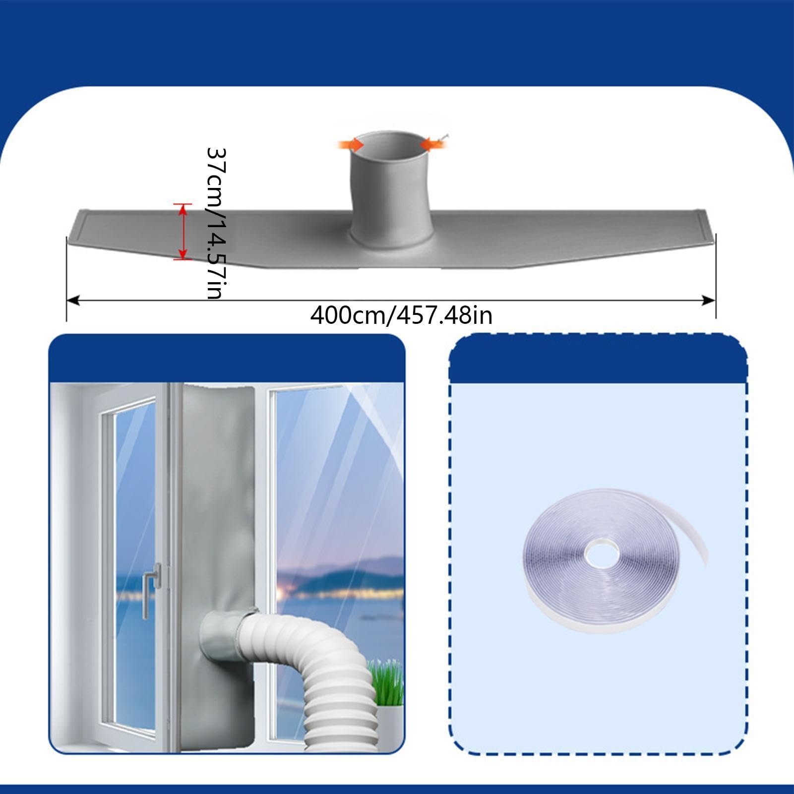 Guarnizione per finestra AC da 400 cm, kit universale portatile per condizionatore d'aria e asciugatrice, per piccoli negozi, casa, appartamenti, camere d'albergo