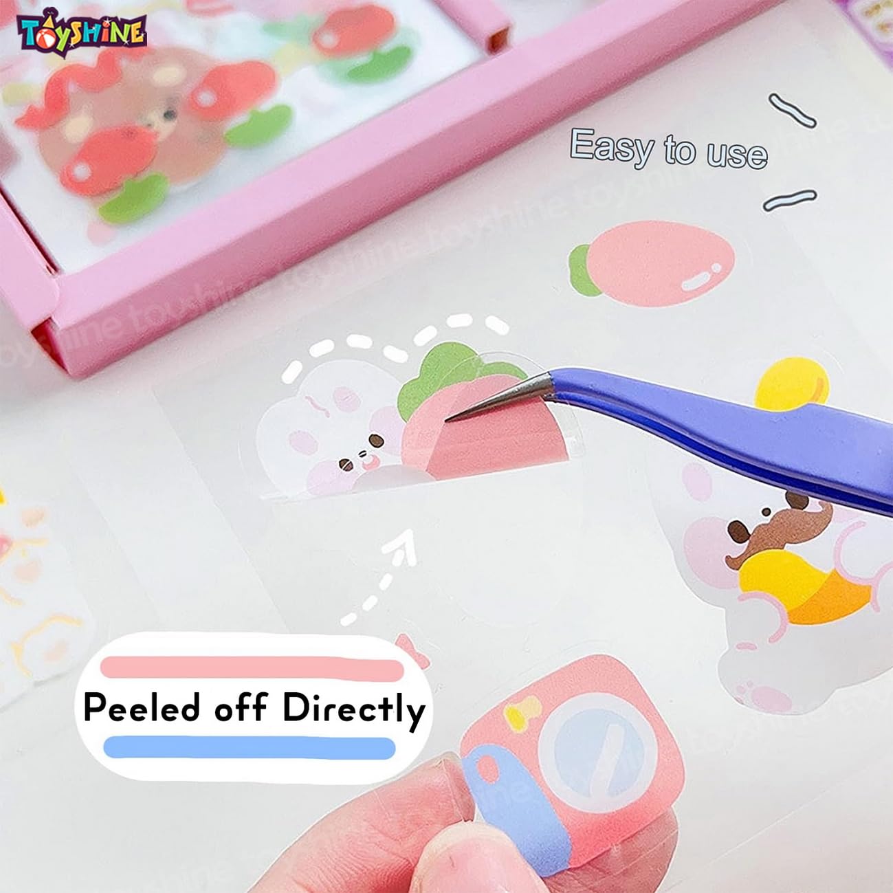Toyshine 2000 adesivi impermeabili in vinile trasparente, adesivi kawaii Washi divertenti per bottiglia d'acqua, laptop, album di ritagli, diari, 200 fogli adesivi in scatola, regali per bambini,
