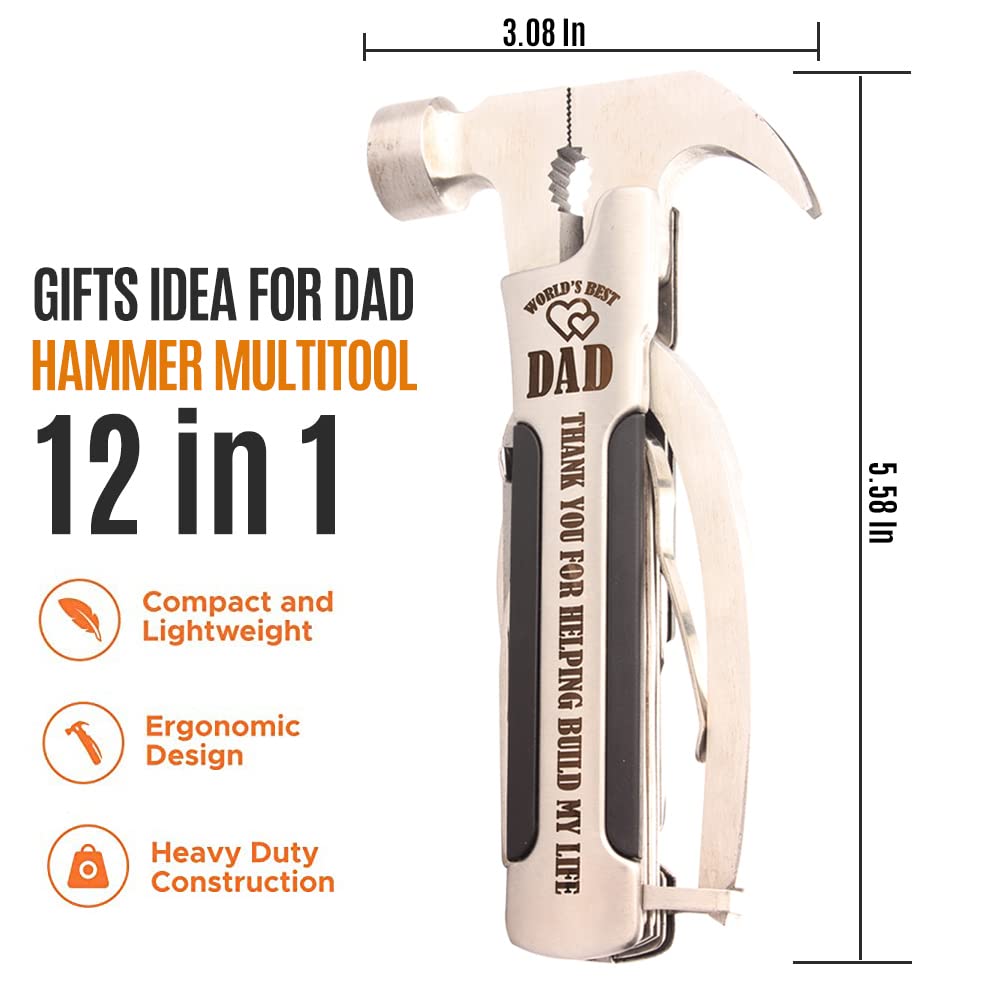 SUNTUE Dad Gifts From Daughter,Son and Kids,Gifts for Dad Who Wants Nothing,Handy Hammer Multitool Gifts Ideas for Dad.