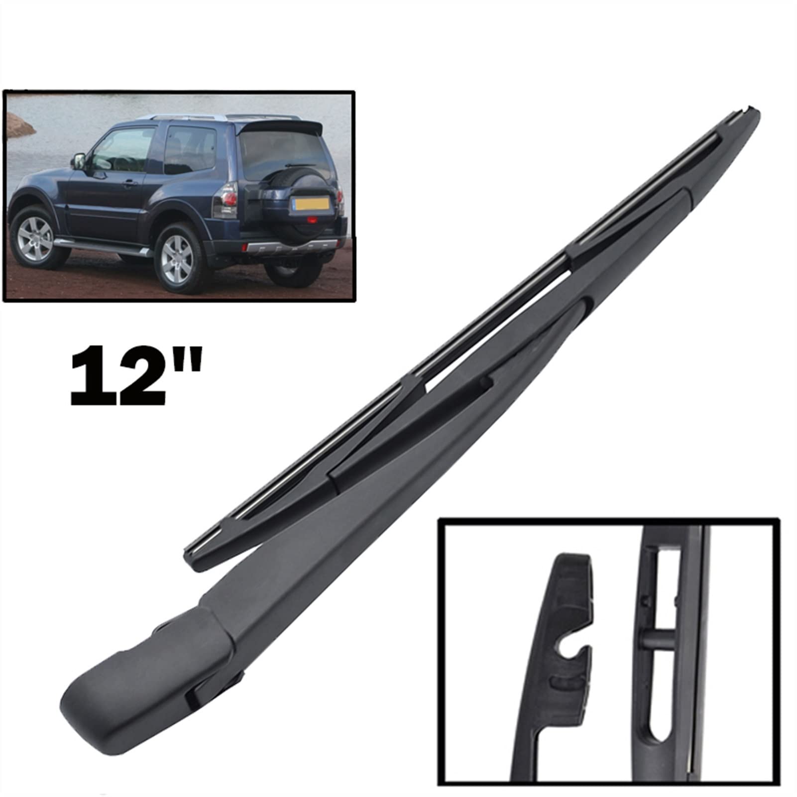 para Mitsubishi para Pajero para Shogun 2007-2015 Limpiaparabrisas 12 "limpiaparabrisas Trasero Y Juego De Brazo Parabrisas Ventana Trasera