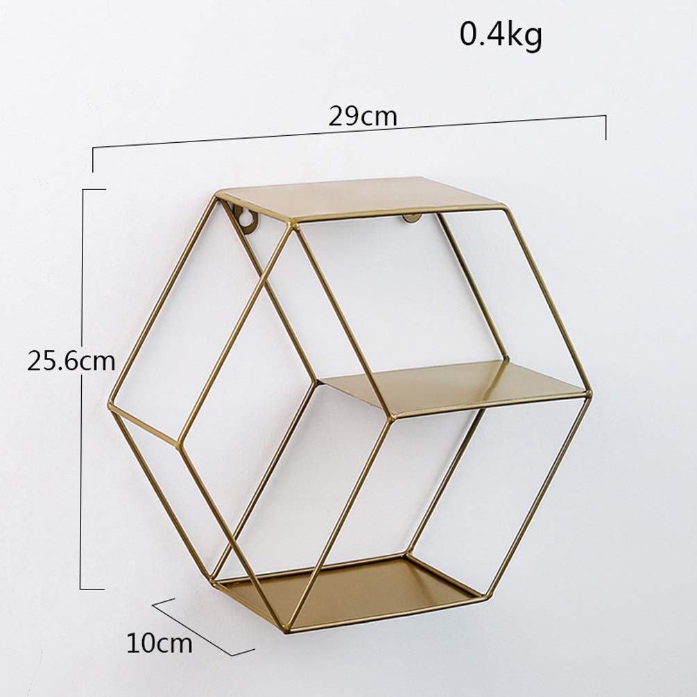 WYFZT Black Hexagon Wall Shelf Unit, Floating Shelves For The Wall Decorative Shelving, Metal Storage Shelves For Living Room Bedroom, Kitchen Scandinavian Industrial Style (Size : 70×20×60cm