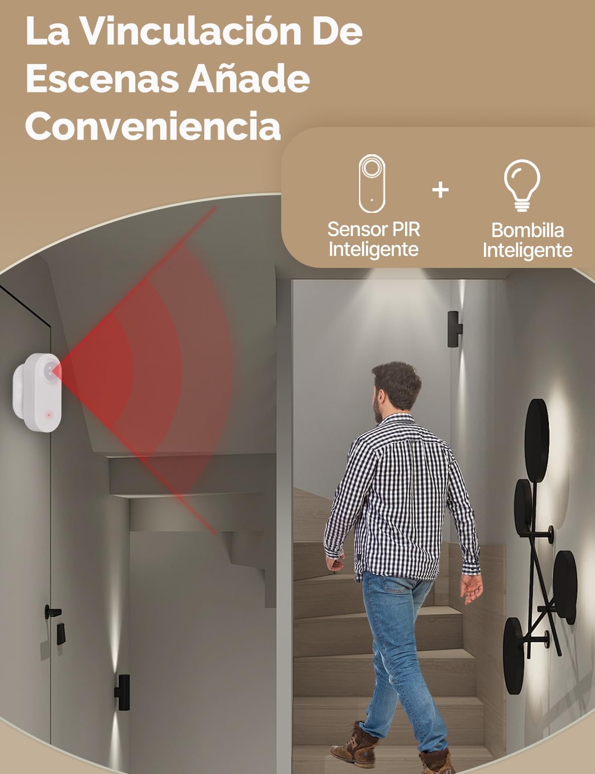 MOES Sensor de Movimiento Inteligente Zigbee, Seguridad para el hogar, Sensor de Movimiento inalámbrico con aplicación de monitoreo Remoto, Control de Voz Compatible con Alexa 2 pcs