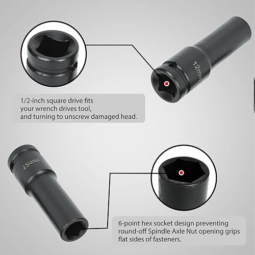 Miniatura 4 de 35pcs 1/2 pulgada Drive Deep Impact Socket Tool Set Metric 0.315-1.260 in Garage Sae con caso