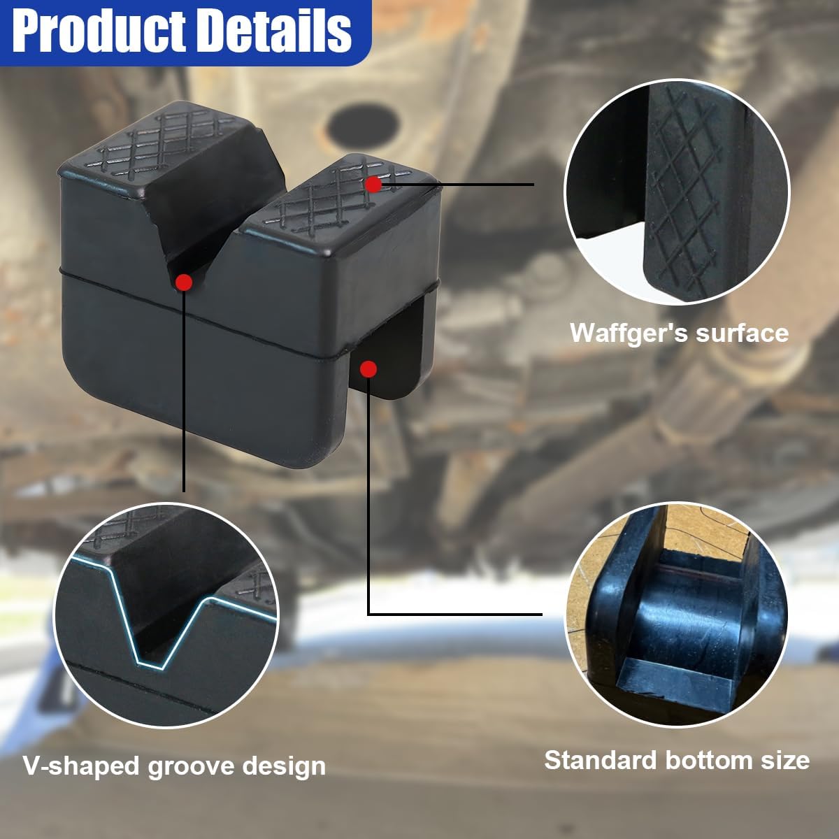 Jack Pad Adapter, Anti-Slip Jack Stand Lift Point Rubber Pads, Heavy Duty Slotted Frame Rail Pinch Weld Protector, Universal Jacks Pad Adapter Accessories for Floor Jack (4PCS)