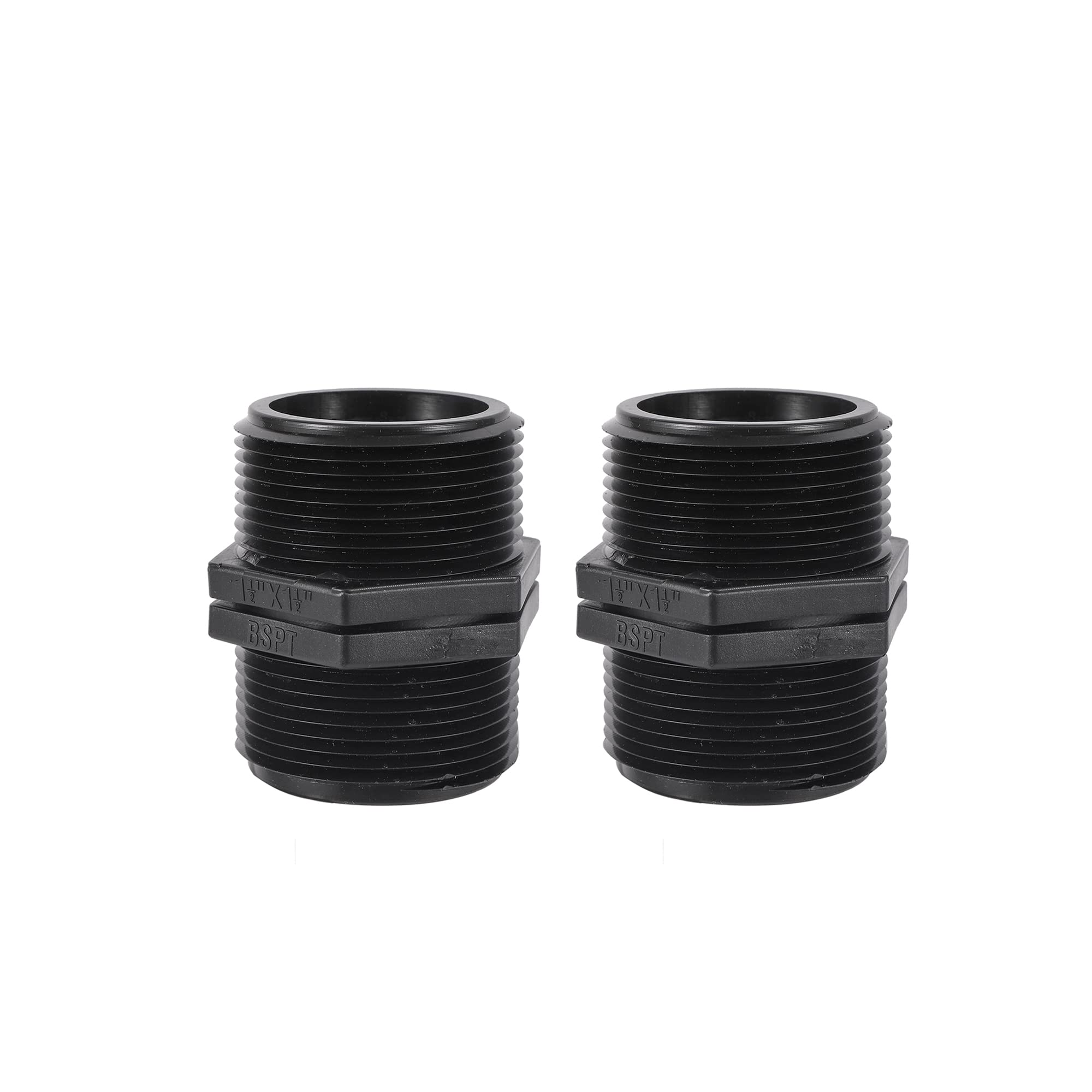 Fogwowo Men's Schwarz Pack Of 2 1.5 X 1.5 Inch Bsp Thread Hose Connection Couplings Connector Equal Adapter Irrigation Hose Connector For Garden Hose Systems