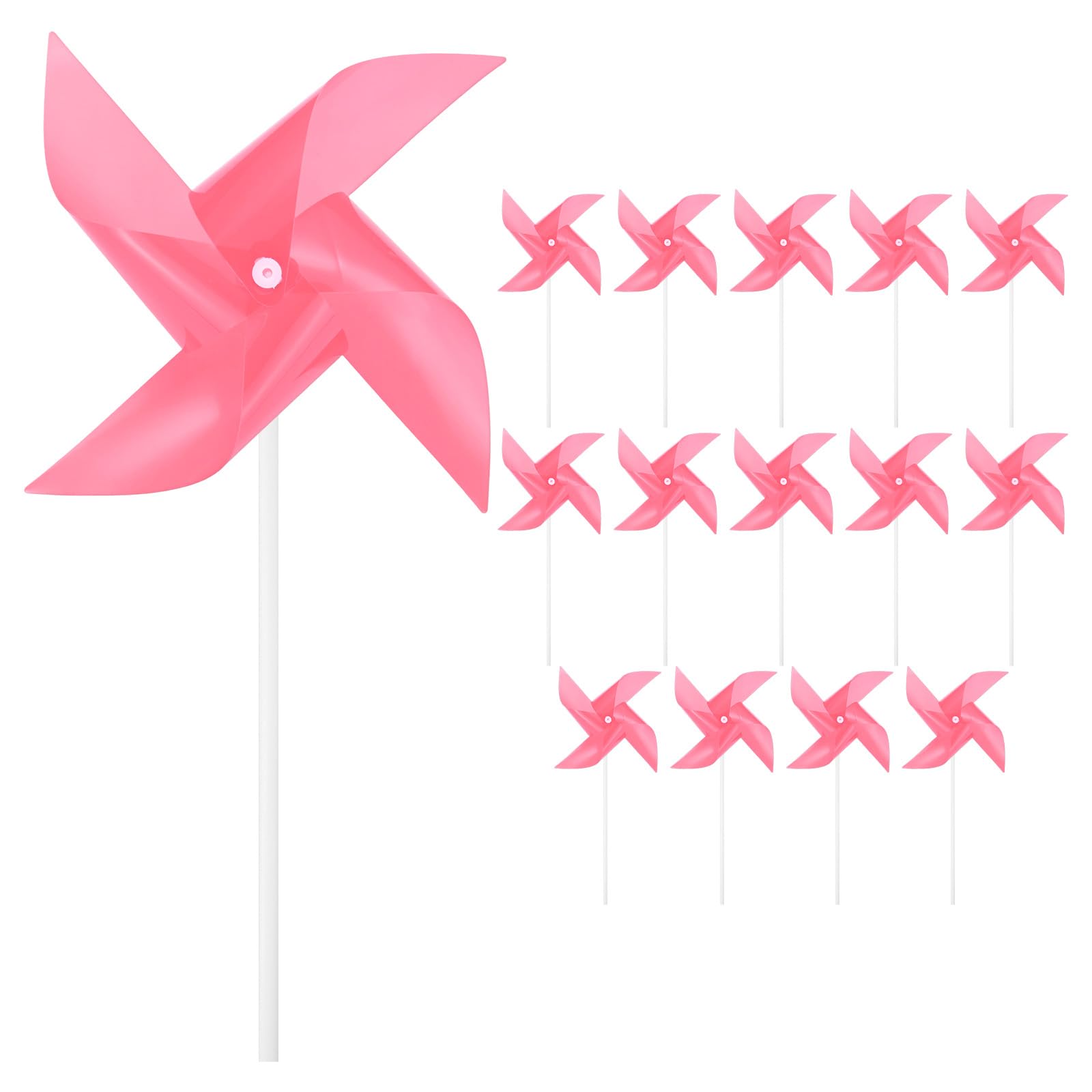 M METERXITY 15-Pack Rainbow Pinwheels 9.1 in Plastic Outdoor, Pink — image 1