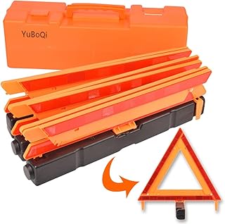 YuBoQi(3PK) Reflective Warning Road Safety Triangle Kit ROAD Emergency Triangle Sign DOT Approved for Truck,LED Road Flares 49 CFR Part 571.125 (FMVSS 125) US