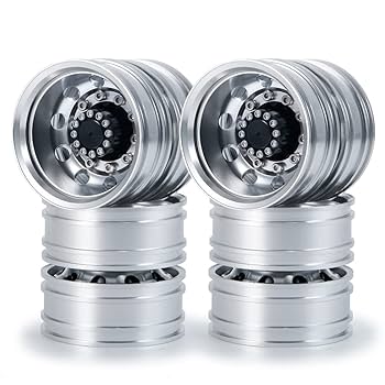 タミヤ1/14 アルミホイール タミヤ1/14 ビッグトラック 2軸汎用メッキアルミホイールセット