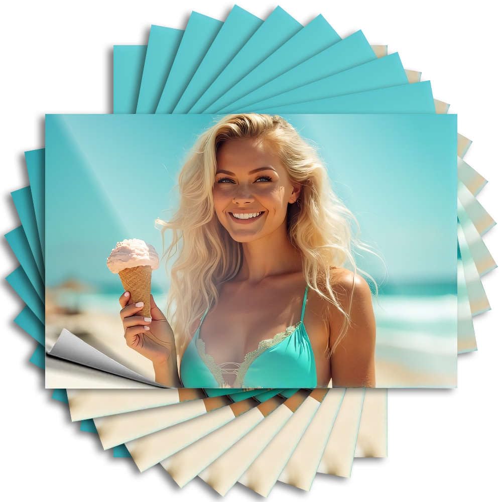 Tall, Quote Bumper A Woman in A Bikini Holding an Ice Cream Cone On The Beach. | Paw Restroom Decor(8X12CM)