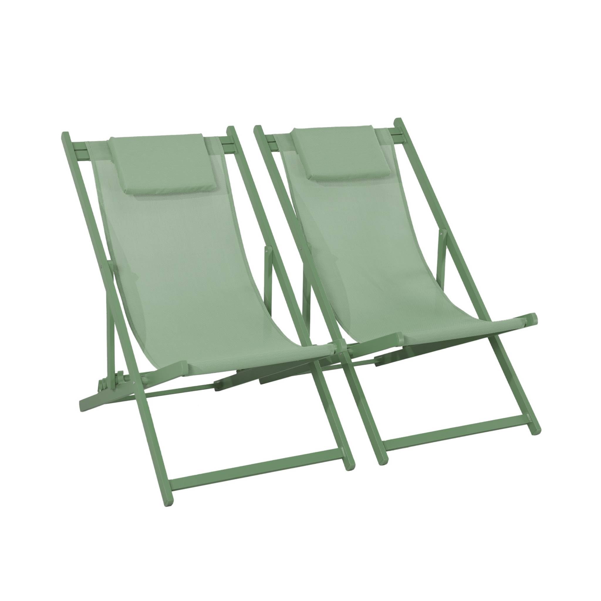 Set 2 sedie sdraio in alluminio textilene multiposizione Verde - 99x88.5x58 cm