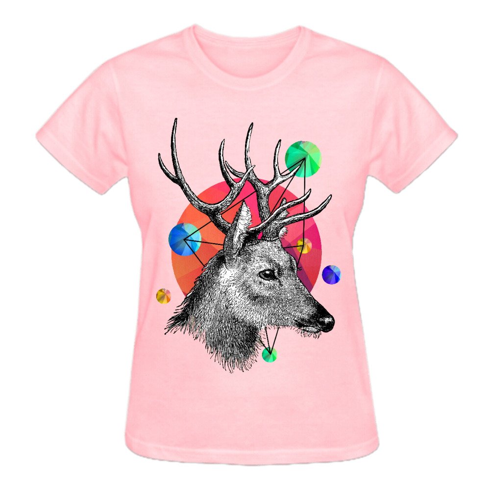 Animals Yij Women's Crew Neck Graphic Tee Shirts Pink