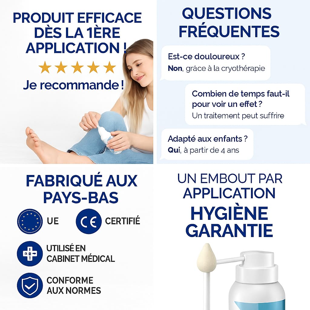 Utermöhlen Cryothérapie Verrues Aérosol 170 ml 60 Traitements Élimination Verrue Efficace Traitement par Froid