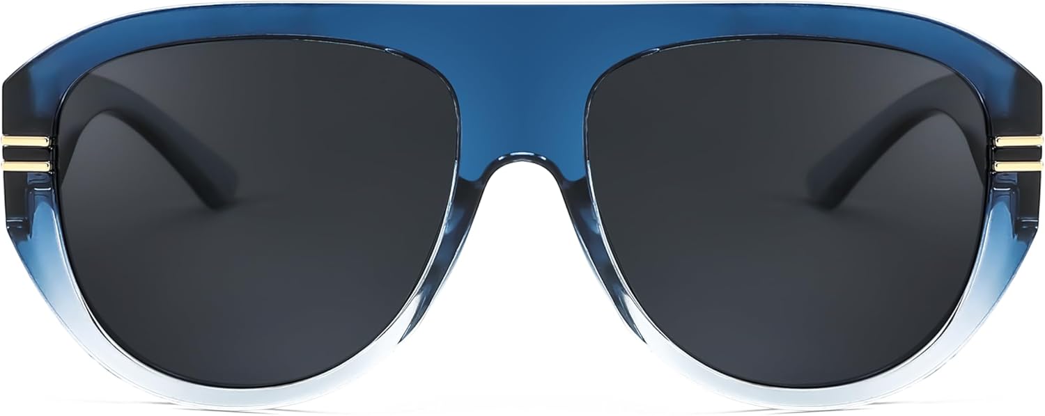 FEISEDY Retro Polarized Aviator Sunglasses for Men Women Trendy 70s Vintage Plastic Frame Sun Glasses B4150