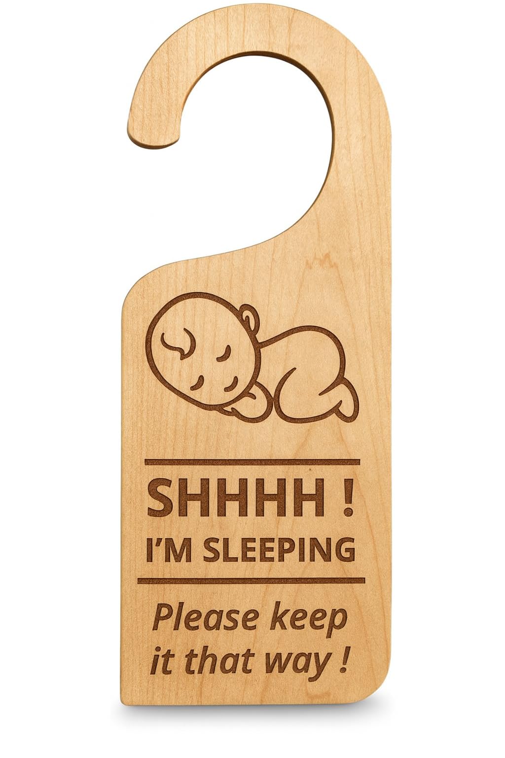Baby Shhhh! I'm Sleeping Please Keep It That Way! Door Hanger Sign Do Not Disturb (Veneered MDF)
