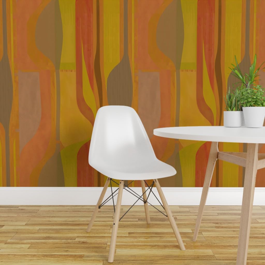 Spoonflower Peel & Stick Removable Wallpaper - Ochre Rust Orange Copper Mustard Print, 24" X 108" Self-Adhesive Roll - View #3