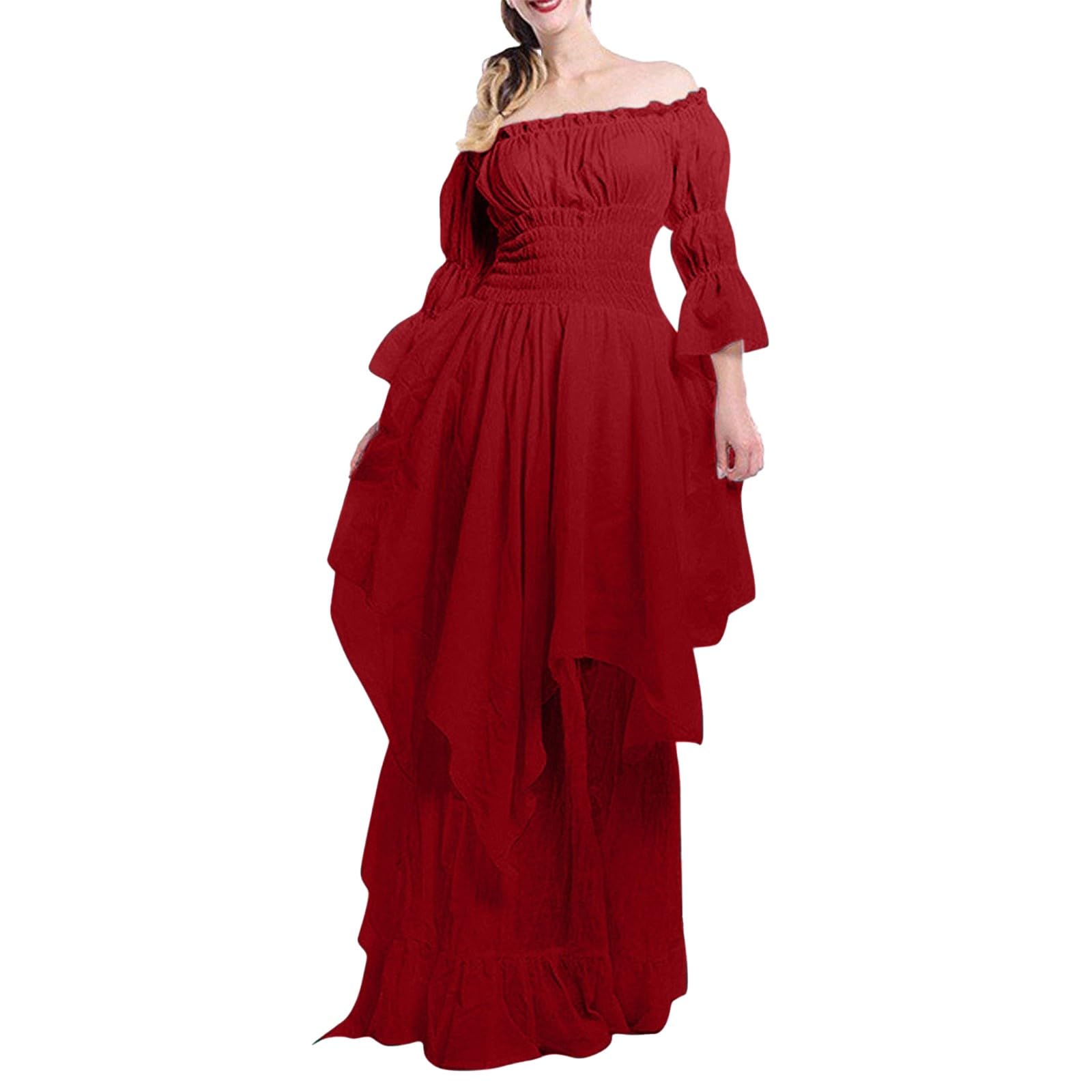 Robe en dentelle à manches évasées pour femmes Robe gothique rétro
