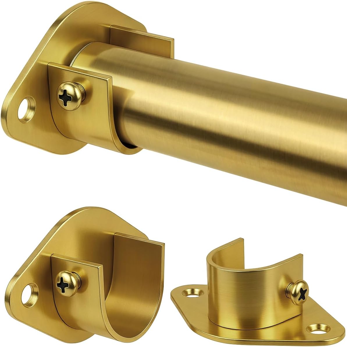 Closet Rod, 17 to 76 Inch Heavy Duty Adjustable Metal Clothing Rack for Hanging Clothes, Closet Poles for Wardrobes, Laundry, Durable Steel, Gold?Upgraded Extra Strong? Gold?Upgraded) 17-76 IN