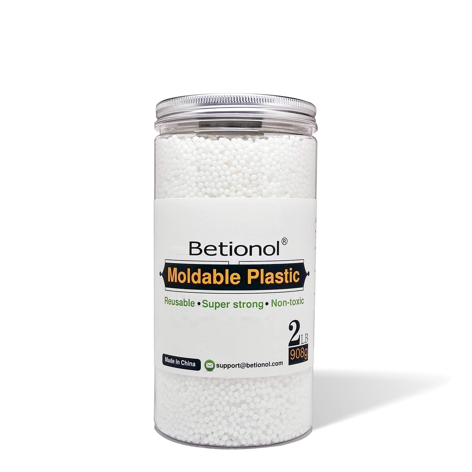 Betionol Moldable Plastic for Sculpturing Models, 906g [2Lb/32oz] White Modeling Clay Thermoplastic Beads, DIY Creating Anything with Your Idea, Not for Children Under Age 6