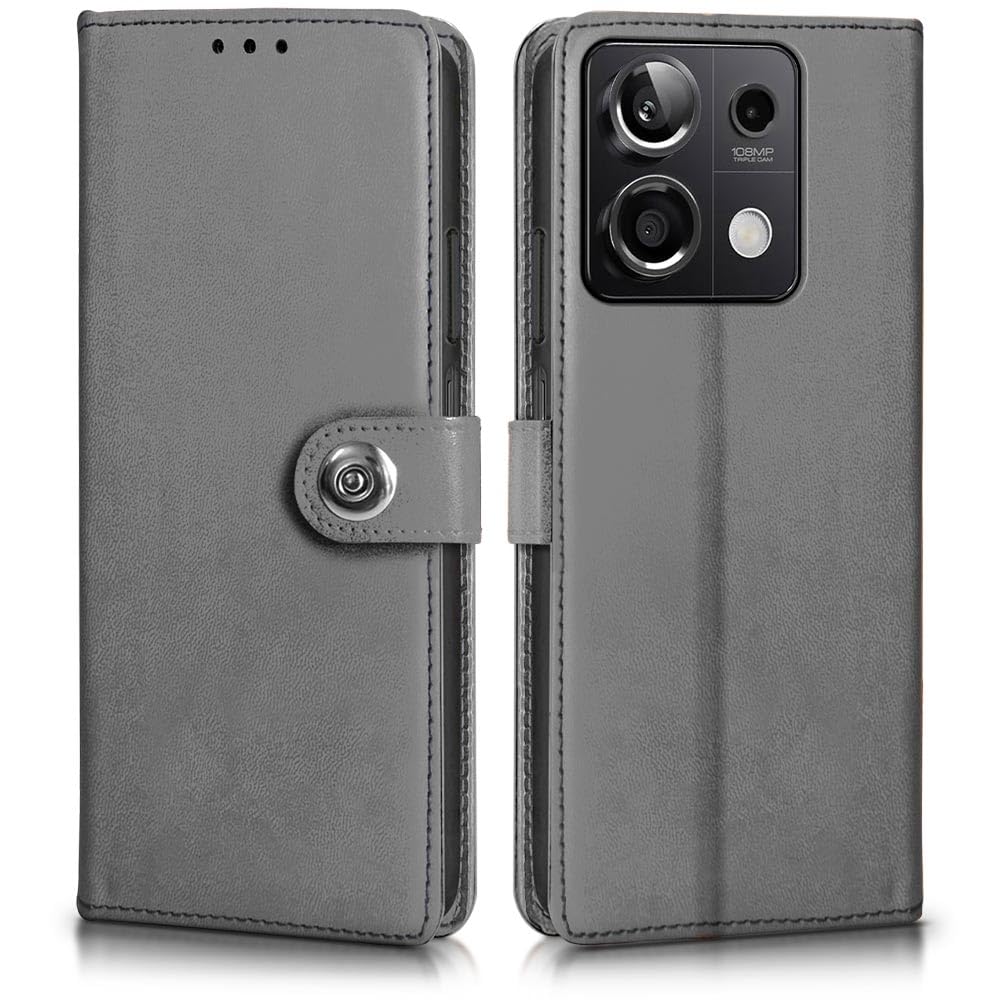WOW IMAGINE Shock Proof Flip Cover Back Case for Xiaomi Mi Redmi Note 13 5G (Designer Magnetic Button Flip Case | Inbuilt Wallet Pockets & Stand | Leather Finish | Stone Grey) WOW IMAGINE Shock Proof Flip Cover Back Case for Xiaomi Mi Redmi Note 13 5G (Designer Magnetic Button Flip Case | Inbuilt Wallet Pockets & Stand | Leather Finish | Stone Grey)
