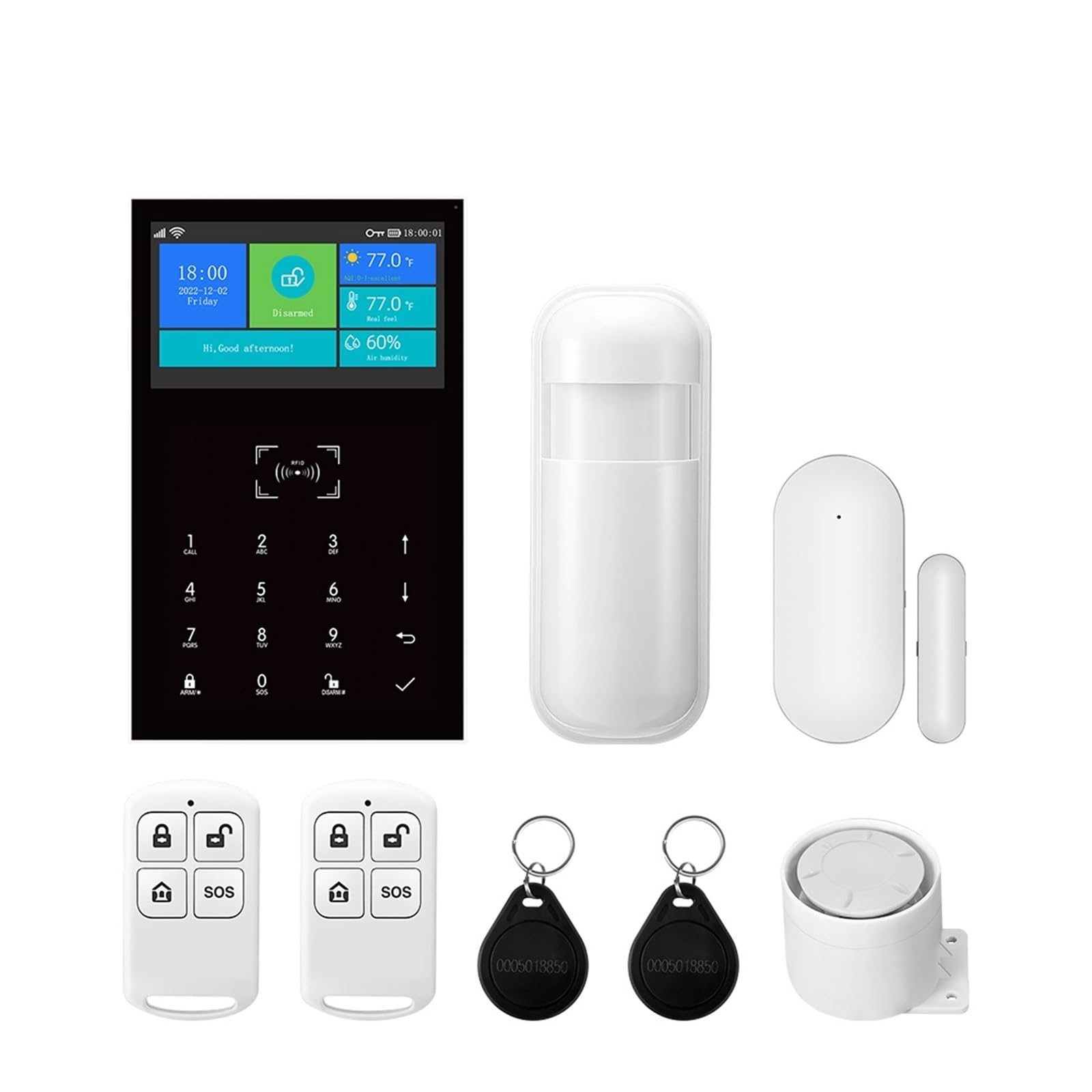 Sistema de alarma para seguridad en el hogar con pantalla de 4,3 pulgadas y alertas WiFi GSM