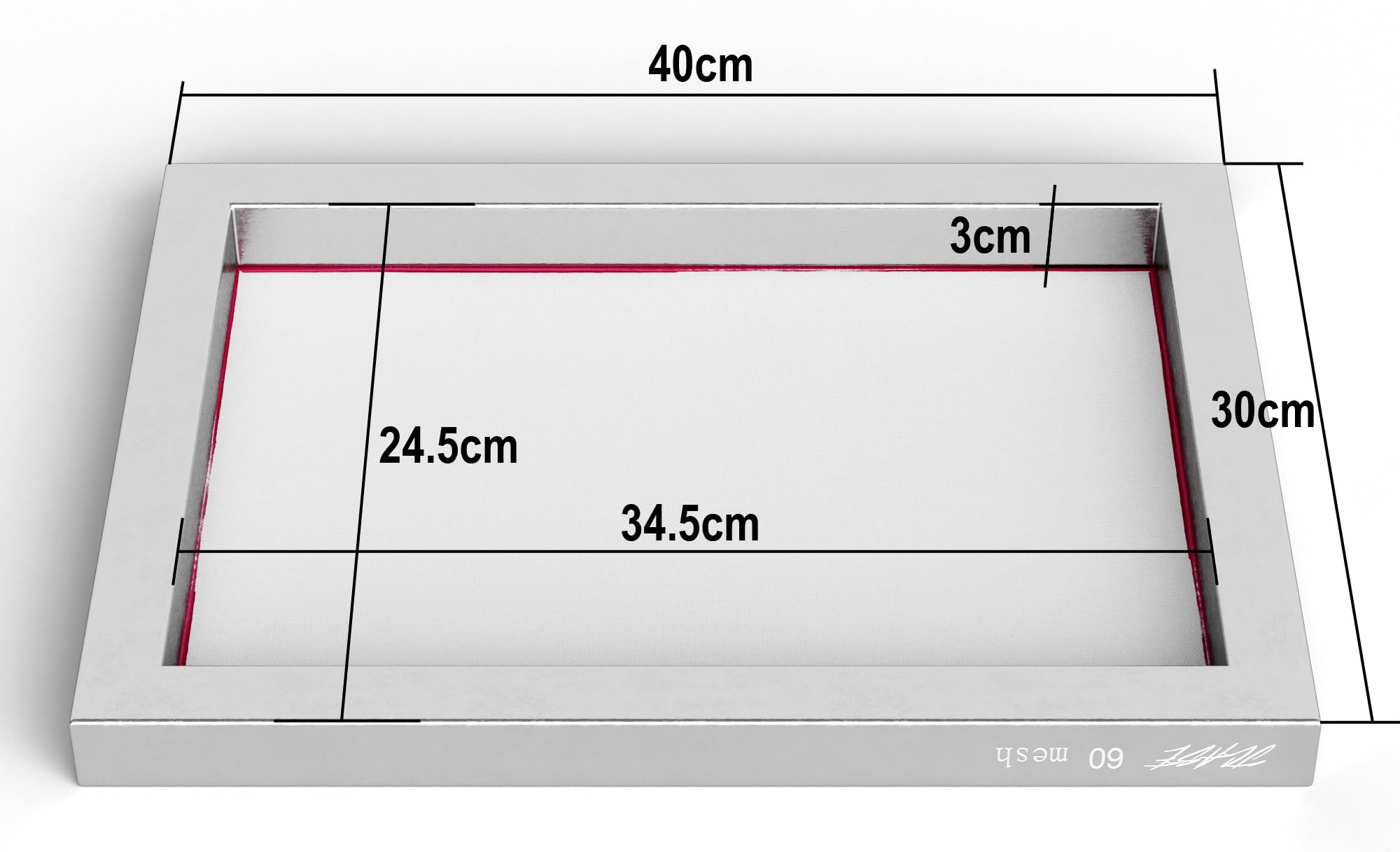 Drysift - Juego de colador seco de 4 piezas con marco de aluminio resistente y pantalla de poliéster | Malla de 60, 90, 110, 200 (250, 165, 149, 75 micrones) | Tamaño: 40 x 30 x 3 cm