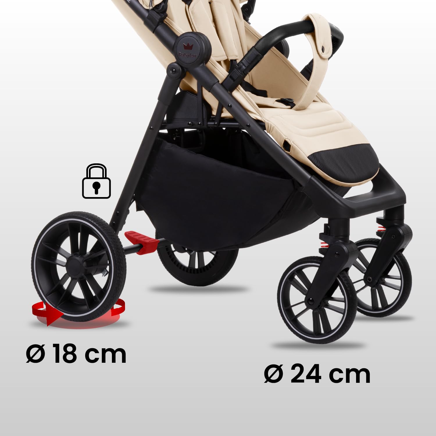 Babylux Passeggino Leggero da Viaggio ROLLE con Funzione Reclinabile, Sand | Passeggino Pieghevole, Manubrio Telescopico, Ripiegabile In Modo Compatto, Borsa Per Pannolini E Viaggio E Altri Accessori