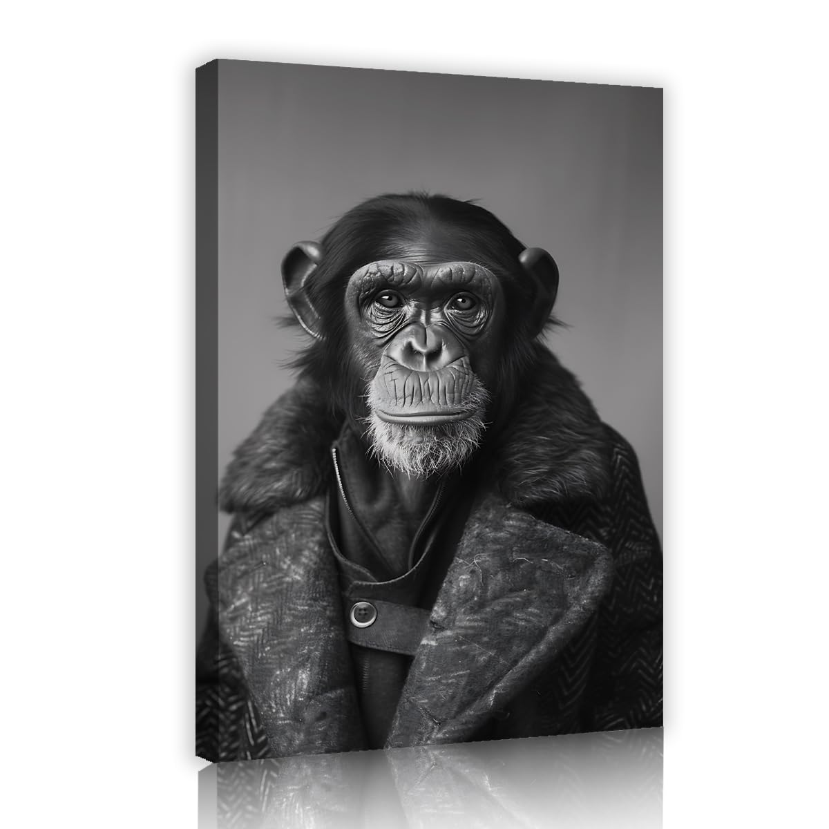 Via Vela Portrait de singe Toile Art mural Impressions d’animaux Noir et blanc Oeuvre moderne Affiche classique Peinture pour salle à manger Décoration intérieure 50x75cm
