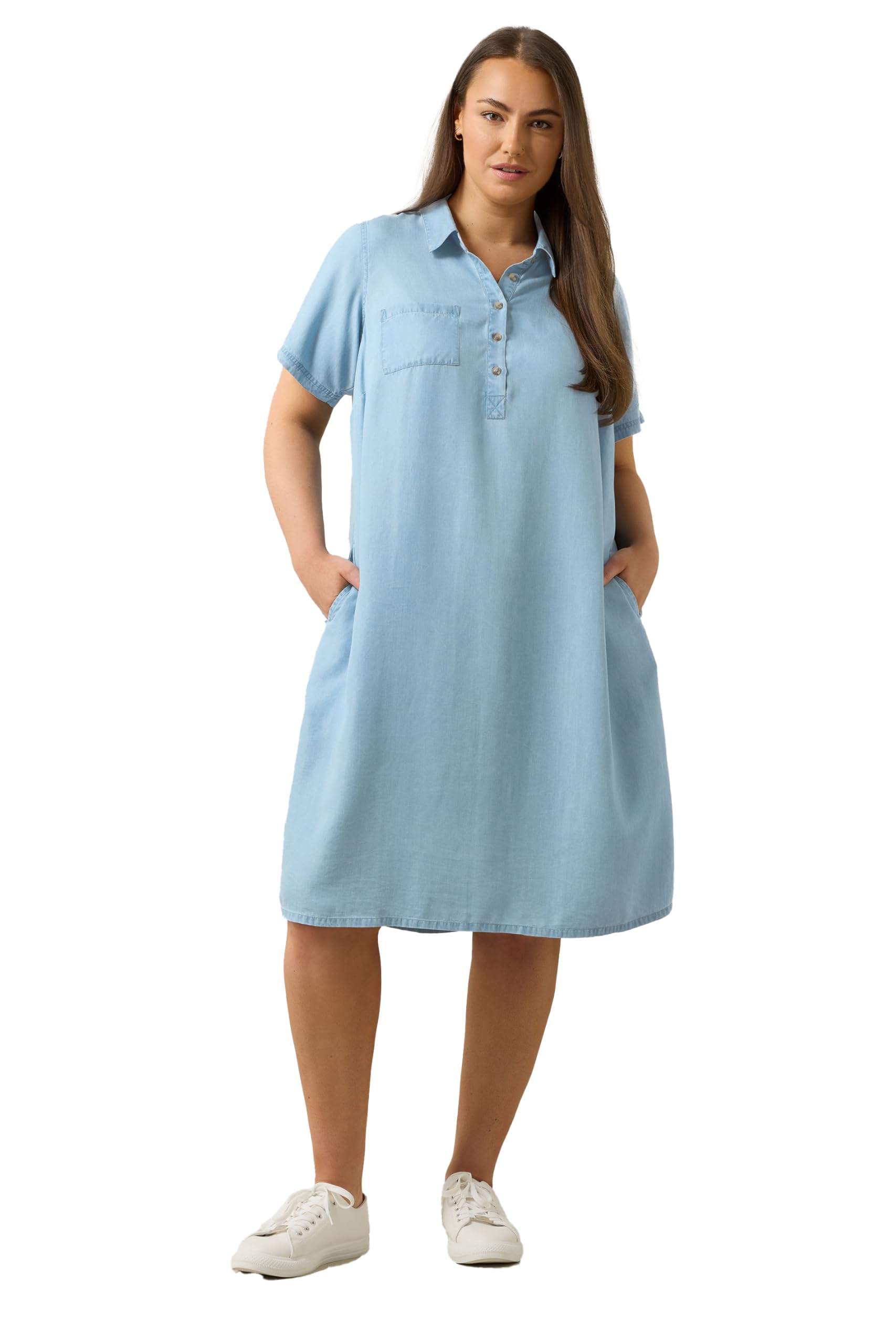 Evans Women's Blue Plus Light Lyocell Denim Dress Size 22-24