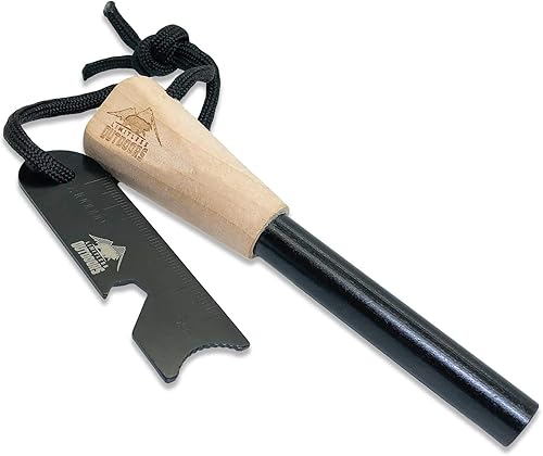 Limitless Outdoors | Varilla de ferro | Arrancador de fuego | Acero al fuego de 1/2 pulgada de grosor con mango de madera hecho a mano |