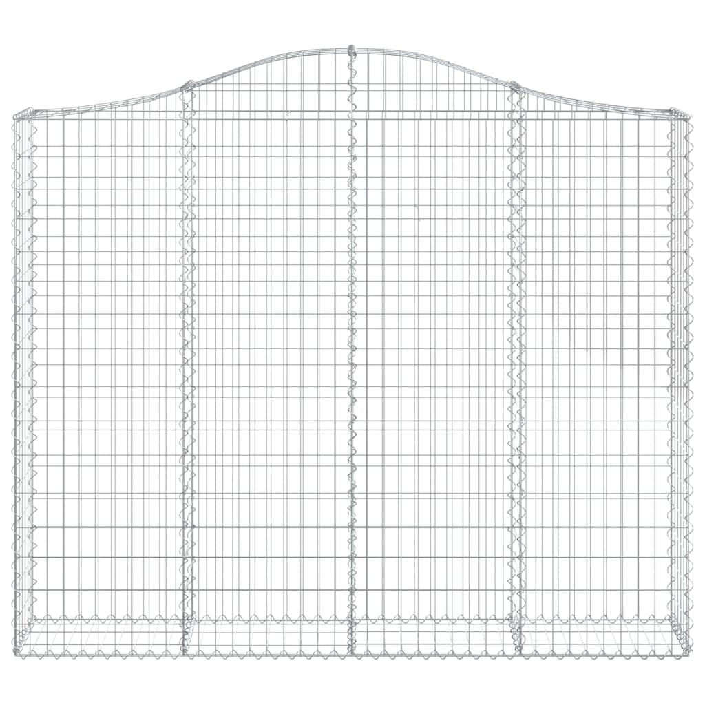 Juego de 4 paredes de gaviones con arco alto, 200 x 30 x 160/180 cm, color plateado | Robusto toldo para patio y patio delantero: cestas de alambre de hierro galvanizado para rellenar.