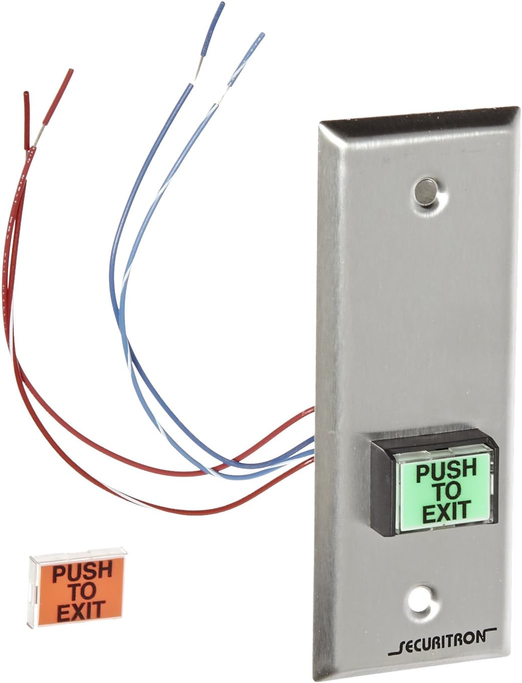 Securitron Momentary Rectangle Push Button, DPST, Narrow Stile
