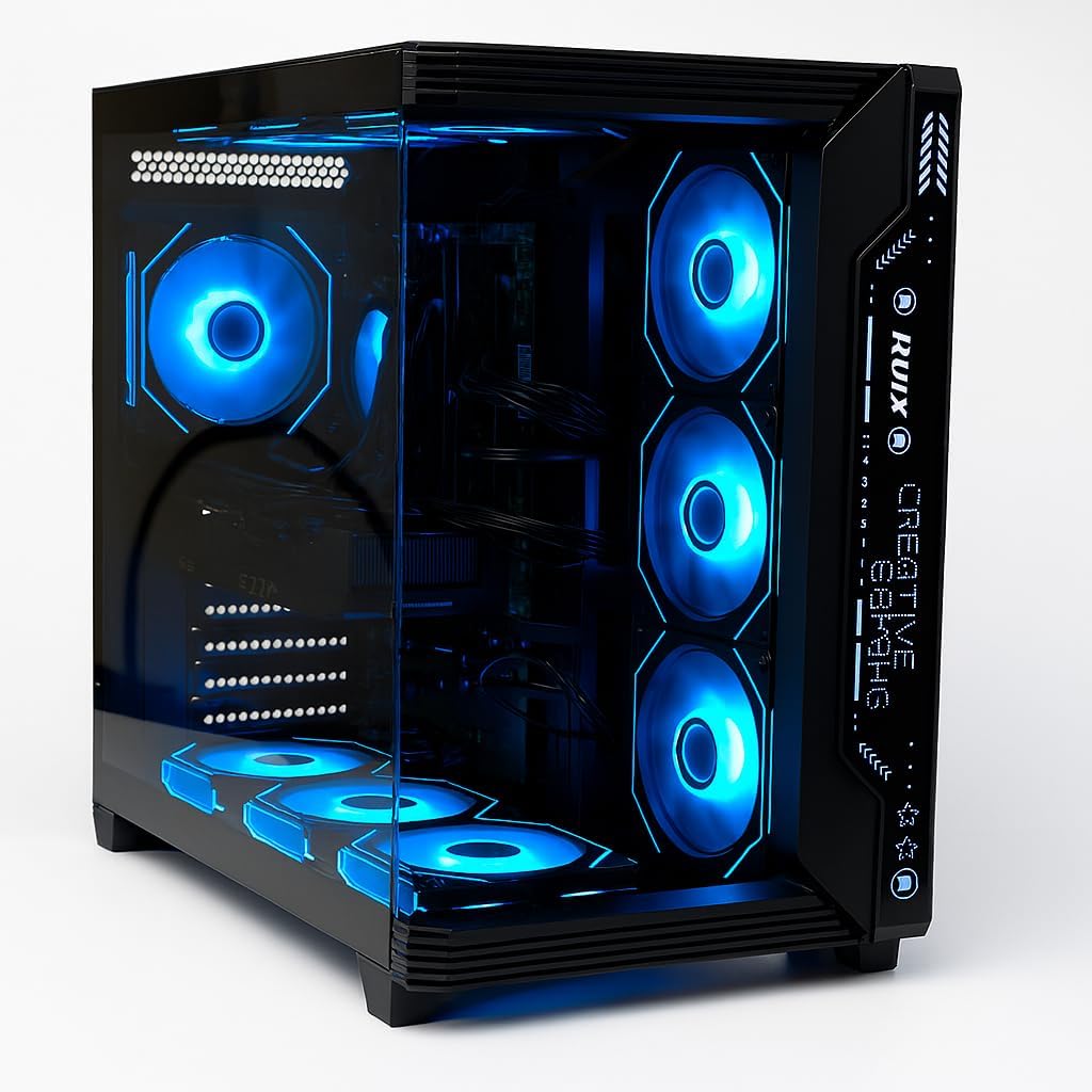 High-Performance ARGB Gaming PC – i7 12th GEN up to 5.0GHz, RTX 5060, 32GB RGB DDR4 RAM, 1TB NVMe SSD, 650W PSU, Liquid Cooler, Wi-Fi 6, Bluetooth 5.2, 10× ARGB Fans, Windows 11 Pro Desktop