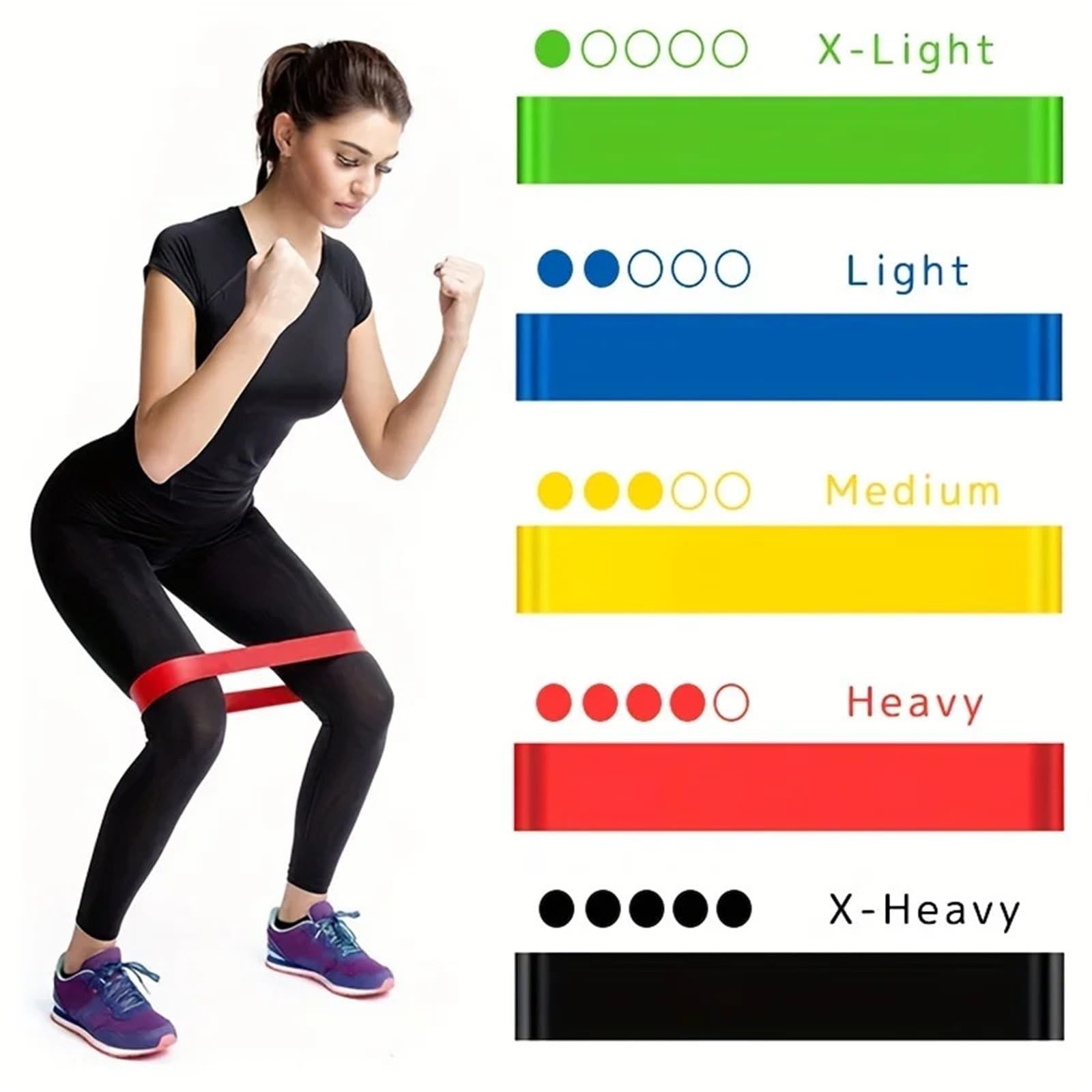 5 fasce elastiche di resistenza for fitness, allenamento a casa, yoga, sport per Allenamento