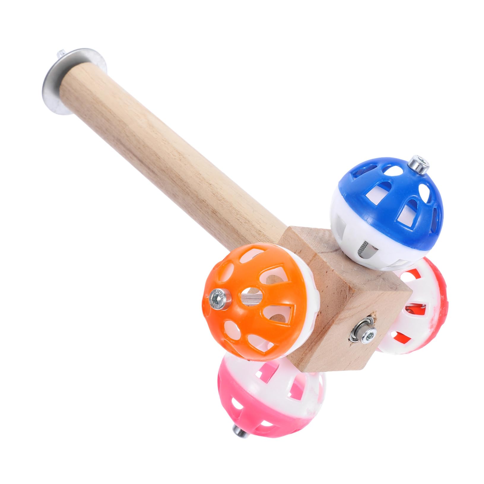 VANZACK 3pièces Perchoir à Oiseaux Bois avec Ballon Rotatif Jouet Activité pour Perroquets Et Perroquets Conures Accessoire Naturel pour Cage à Oiseaux