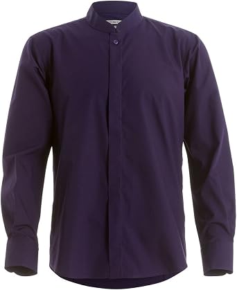 Kustom Kit Mens Mandarin Collar Long Sleeved Fitted Shirt White L