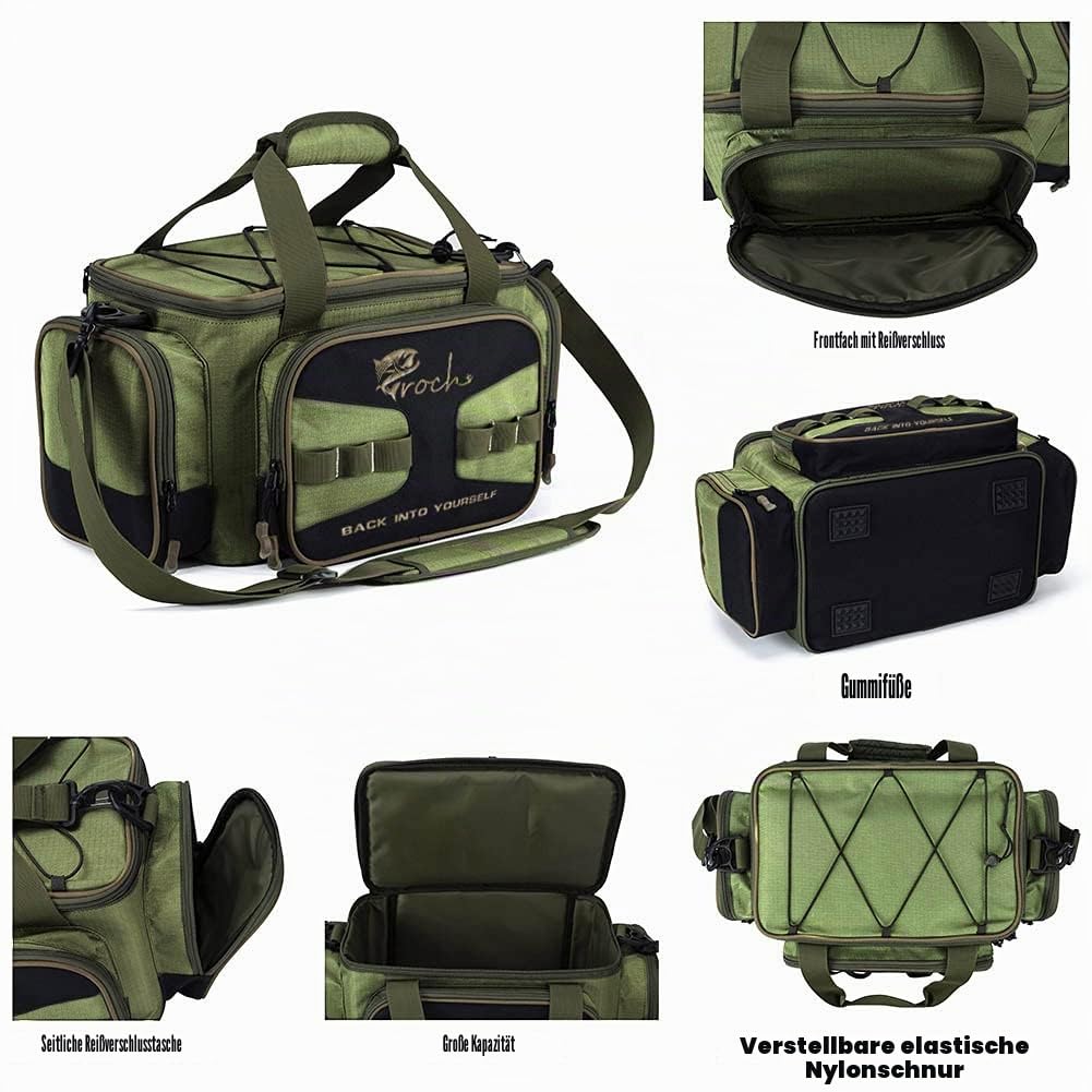 Croch Angeltasche für Angelgeräte und Angel Zubehöre mit Gürtel & Schultergurt Armee-Grün Gürtel & Schultergurt Armee-Grün