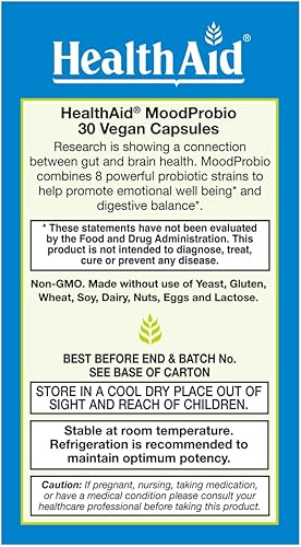 Miniatura 3 de MoodProbio 30 unidades, 30 mil millones de UFC con prebiótico, 8 cepas seleccionadas, una vez al día, resistente a ácidos y bilis, sin gluten,