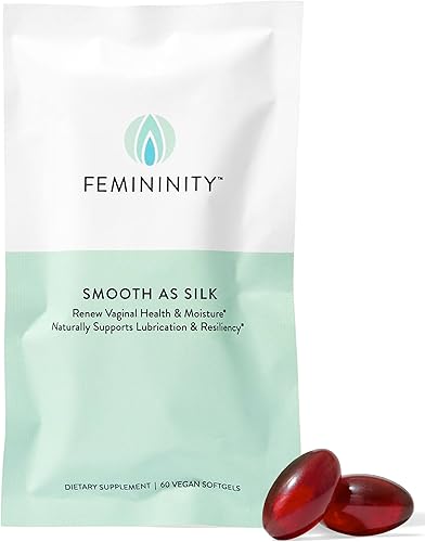 Femininity Recambio suave como seda de 30 días para sequedad vaginal (60 cápsulas blandas)  Aceite de espino amarillo con 365 mg de Omega 7 + Omega