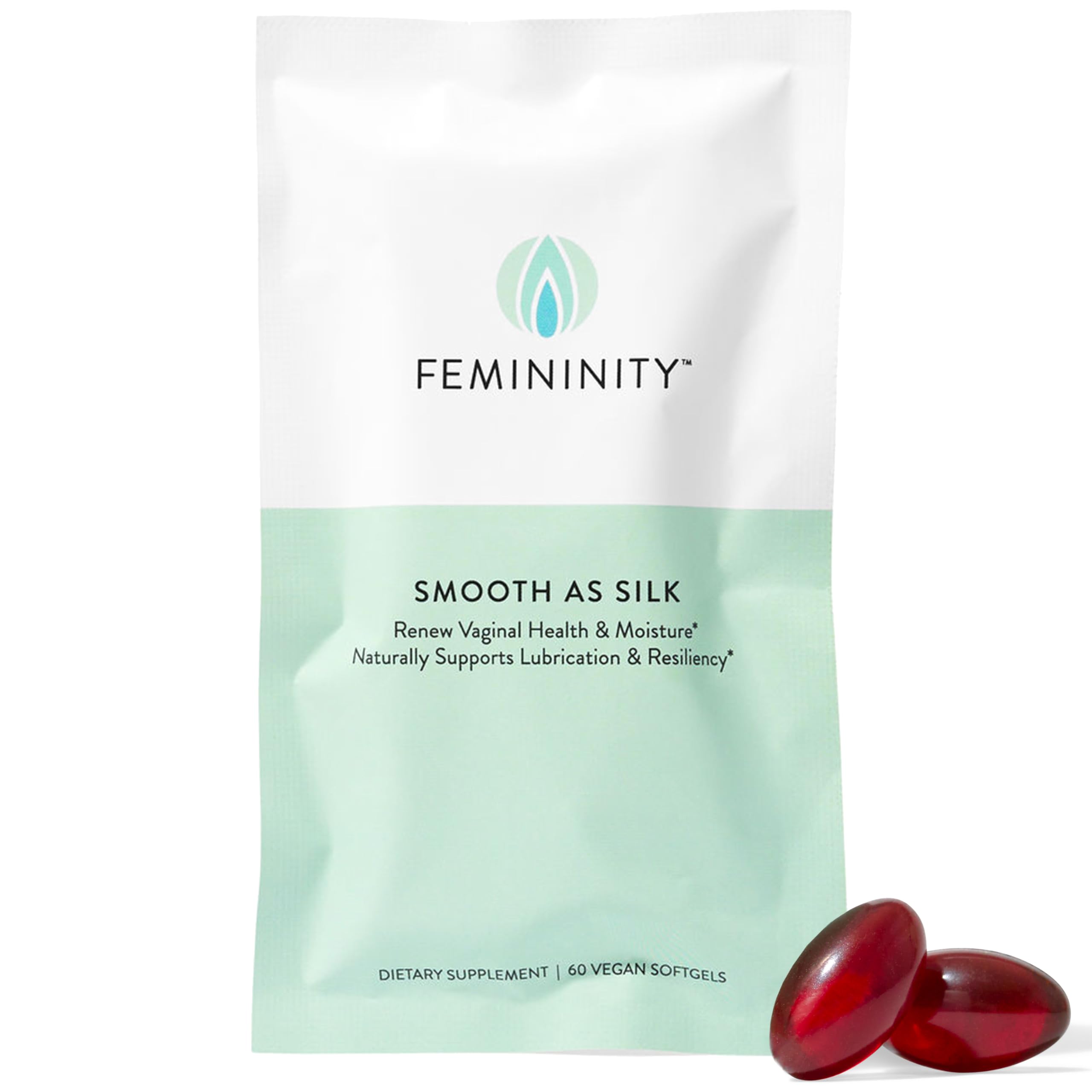 Femininity Smooth as Silk 30-Day Refill for Vaginal Dryness (60 Softgels) – Sea Buckthorn Oil with 365mg Omega 7 + Omega 3 and Omega 9