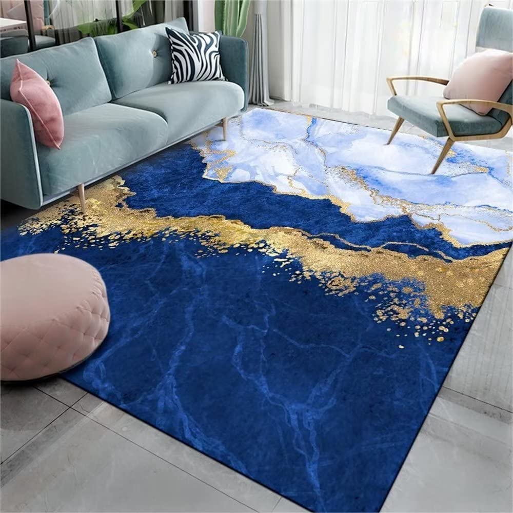 Vloerkleed, woonkamer, modern abstract patroon, woonkamertapijt, blauw