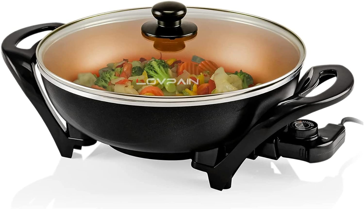 Electric Skillet with Nonstick Coating and Glass Lid, 13