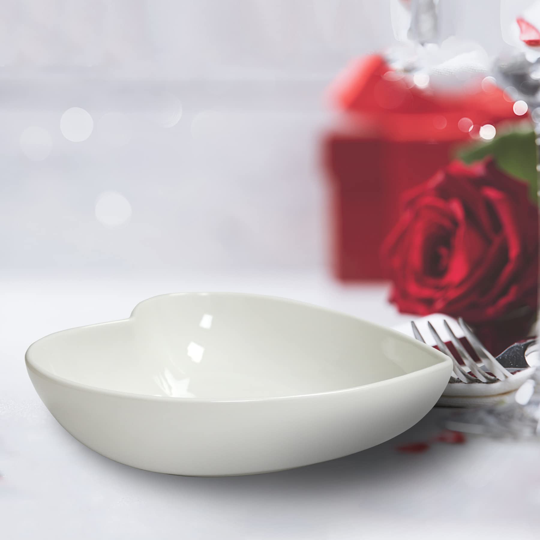 Amazon.co.jp: FLORWOD 磁器ハート型ボウル 深型サラダプレート 特大9