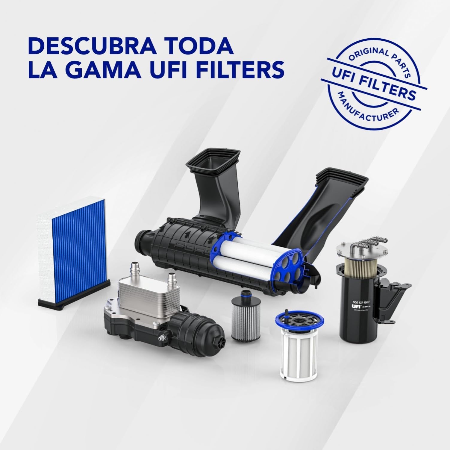 UFI Filters, Filtro de Aire Multitube 27.TUB.01 | Estructura de Doble Tubo para Mayor Eficiencia y Rendimiento, Apto para Coches, Adecuado para Modelos Fiat 500 y Fiat 500C