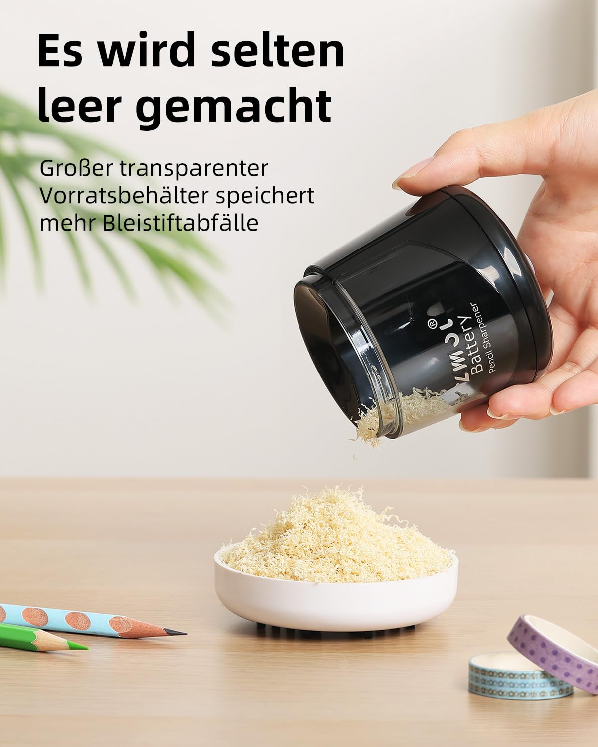 ZMOL Elektrischer Spitzer & Anspitzer, Bleistiftspitzer für Kinder, Batteriebetrieben für Buntstifte und Bleistifte (6-8mm), für Schule, Büro, Haushalt und Klassenzimmer, Kinderfreundlich – Schwarz